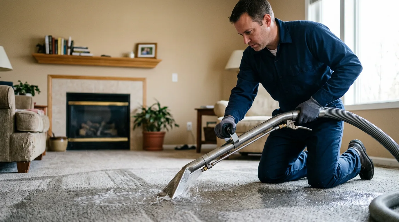 Water damage restoration technician working near Nova, OH